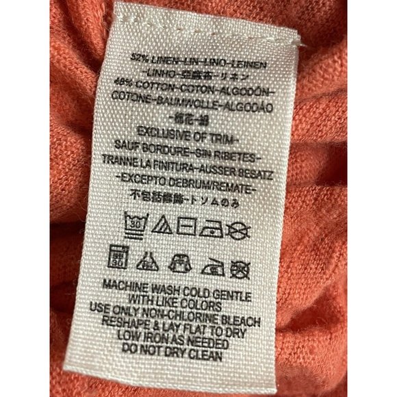 Free People Top Size XS Orange Linen Blend Flutter Sleeve Drawstring Neck EUC - Picture 11 of 14